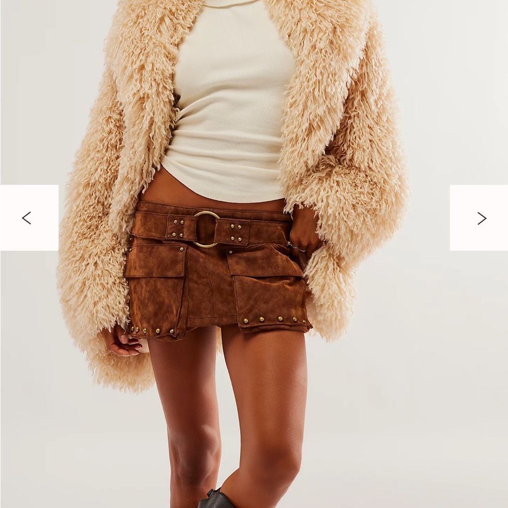 Free People Micro Mini Suede Skirt